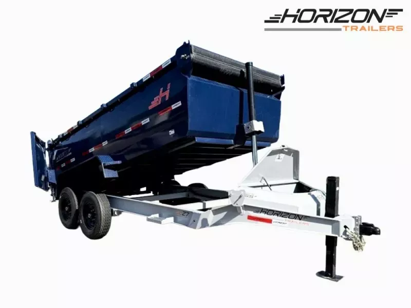2025 14' LZ7 Dump Trailer 42" Walls-Telescopic Lift-14K GWVR-Hydraulic Jacks-3 Way Door-Ramps 010278