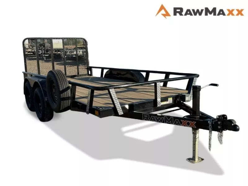 2026 14' UTX Bumper Pull Utility (2) 3.5k Axles, 4' Mesh Flip Ramp, 77" Wide 128139