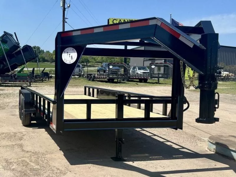 2025 20' Gooseneck Heavy Pipe Rail Equipment Trailer-6K Axles-Wide Fold Up Ramps