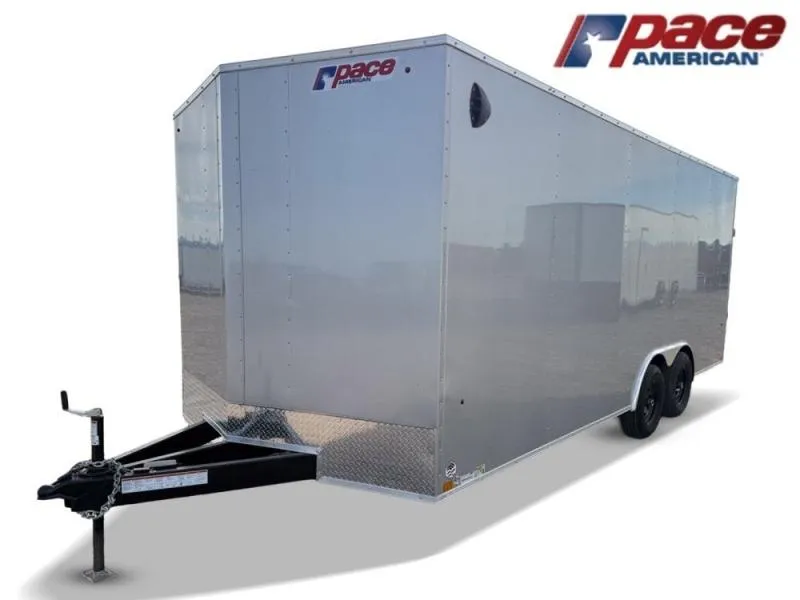 2026 8.5 x 20 Outback DLX Flat Top V Nose Car Hauler (2)-5200 lbs Axles TU4803