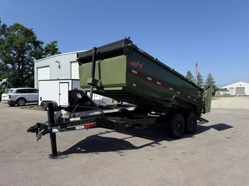 2025 14' LZ7 Dump Trailer 42" Walls-Telescopic Lift-14K GWVR-Hydraulic Jacks-3 Way Door-Ramps