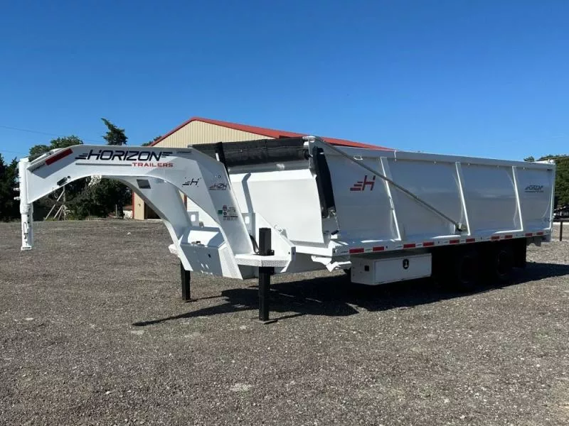 2025 20' HZH GN Dump Trailer w/ 4' Walls (2) 10k Axles, 3-Way Door, Hydraulic Jacks, Tarp