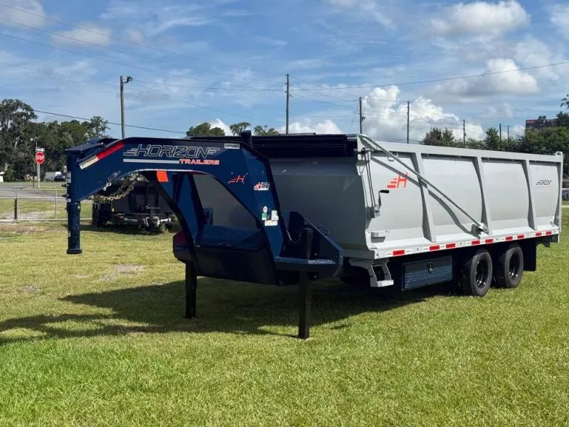 2025 20' HZH GN Dump Trailer w/ 4' Walls (2) 12k Axles, 3-Way Door, Tarp, Hydraulic Jacks