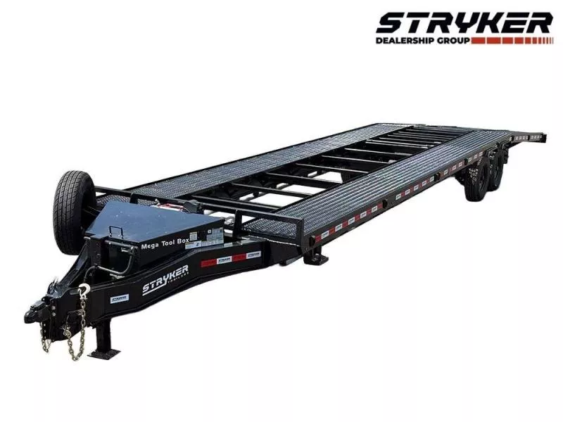 2025 36' Bumper Pull Two Car Trailer (2) 8k Axles-Mesh Deck-14 ply Tires & Spare-Winch 003349