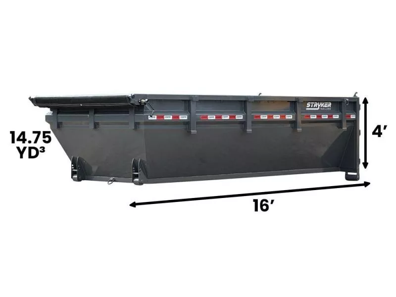 2025 16' Roll Off Bin 4' Walls-Gray-#SR2-1257 2-1257