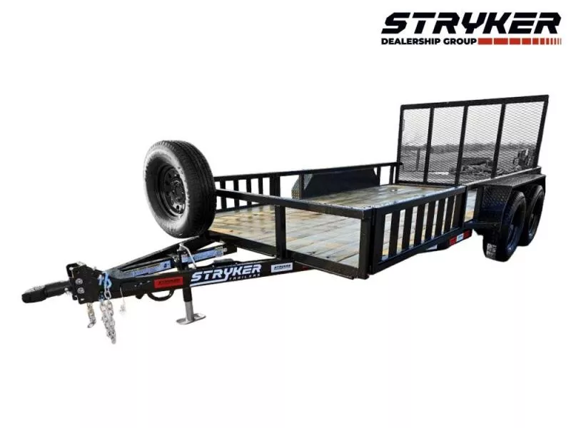 2026 14' Utility Trailer (2) 3.5K Axles, 77" Wide, Side Ramps and 4' Gate 003764