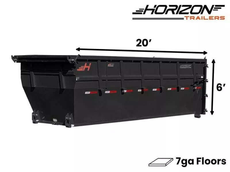 2025 20' HDZ Roll Off Bin 6' Wall + Tarp-Black-#HDZ0007079