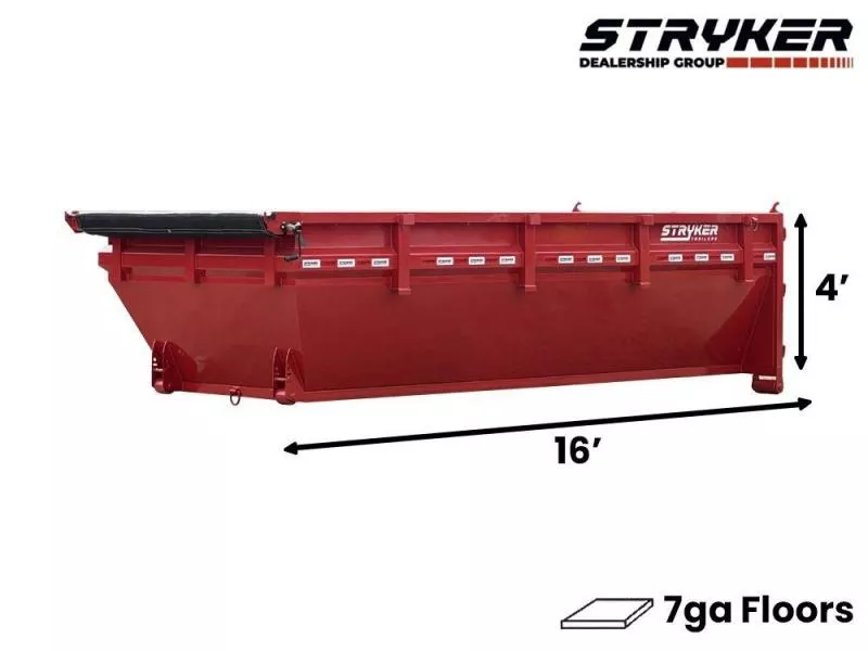 2025 16' Roll Off Bin 4' Walls-Red-#SR2-1267 2-1267