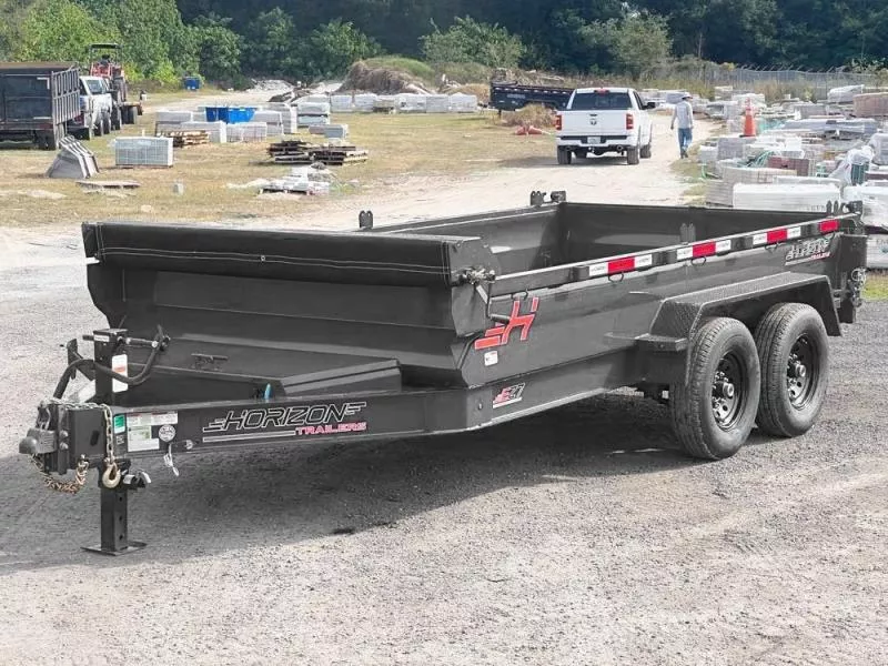 2025 14' EZ7 Dump Trailer 19" Sides 7K Axles 14K GVWR 3-way Door Slide In Ramps TU1282