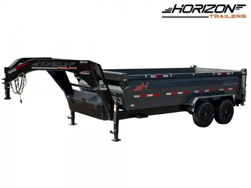 2025 16' HZ7 GN Dump 36" Sides-8K Axles-620 Scissor Lift-14 Ply Tires, 2 Speed Jackk