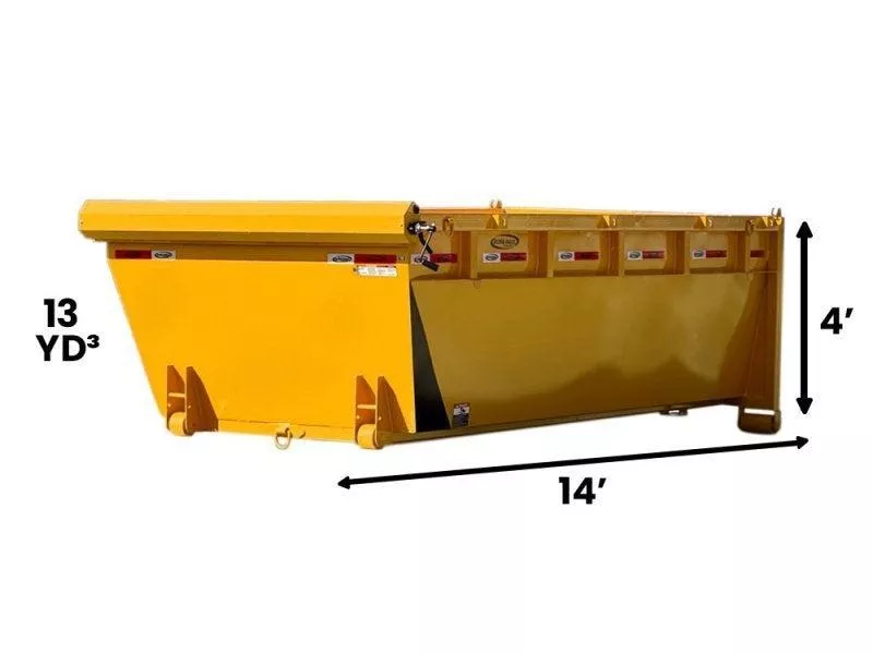 2025 14' Roll Off Bin-4' Side Wall-7 Gauge Floor-Cat Yellow-#9848-38