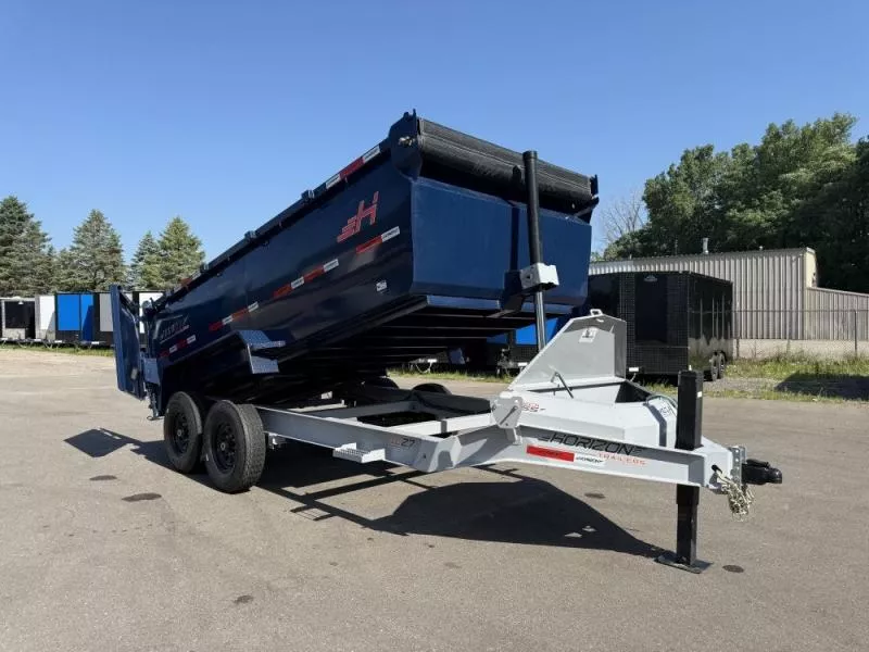 2025 14' LZ7 Dump Trailer 42" Walls-Telescopic Lift-14K GWVR-Hydraulic Jacks-3 Way Door-Ramps 10278