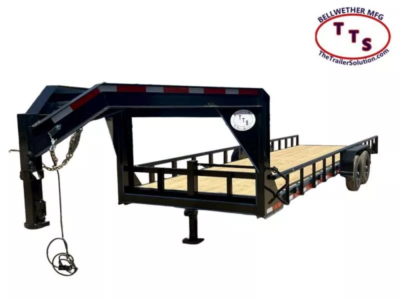 2025 24' Gooseneck Heavy Pipe Rail Equipment Trailer-6K Axles-Wide Fold Up Ramps