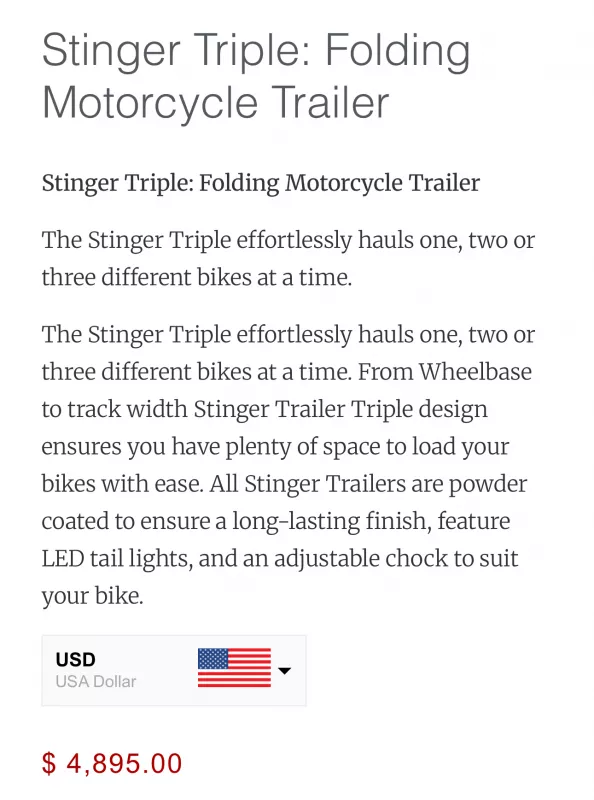 used Motorcycle / Cycle Trailers Stinger Trailer  for sale, in Saint Augustine, FL Thumbnail 6