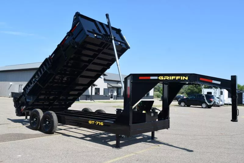 GRIFFIN 7x16 GOOSENECK DUMP TRAILER w/ TELESCOPING CYLINDER