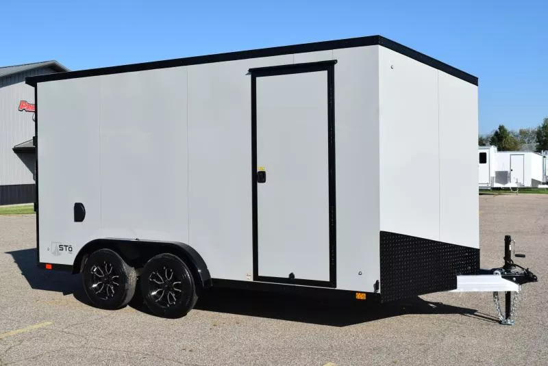 ATC 7.5x14 STO 400 ALUMINUM CARGO TRAILER w/ BLACK TRIM PACKAGE