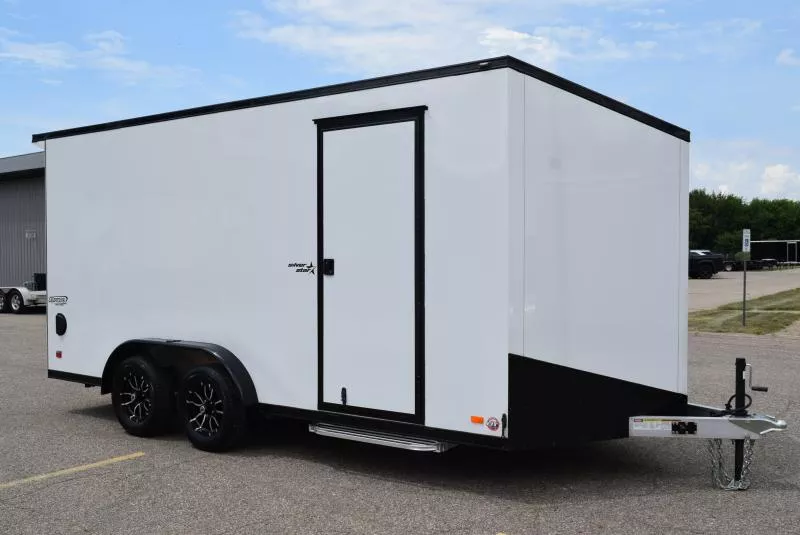 PRE-OWNED 2025 BRAVO 7.5x16 SILVER STAR *MIDNIGHT EDITION* ENCLOSED CARGO TRAILER