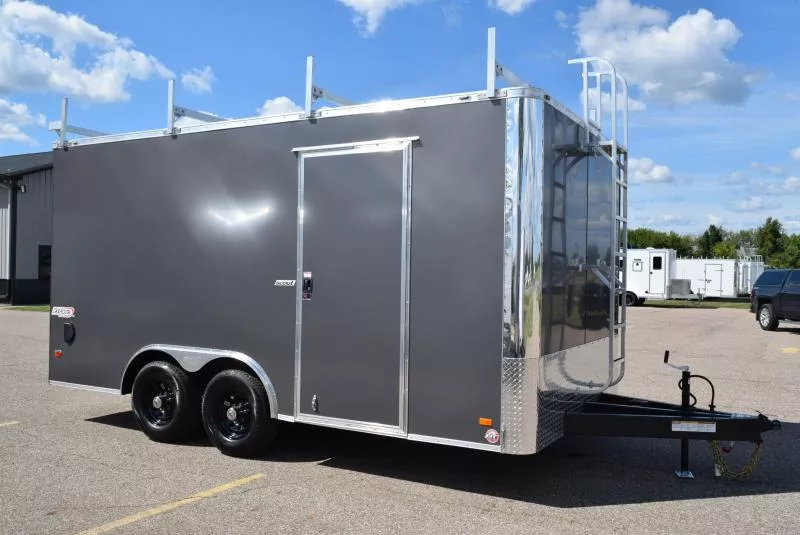 BRAVO SCOUT 8.5X16 CONTRACTOR TRAILER w/ REAR RAMP DOOR - .080 POLYCOR EXTERIOR SKIN
