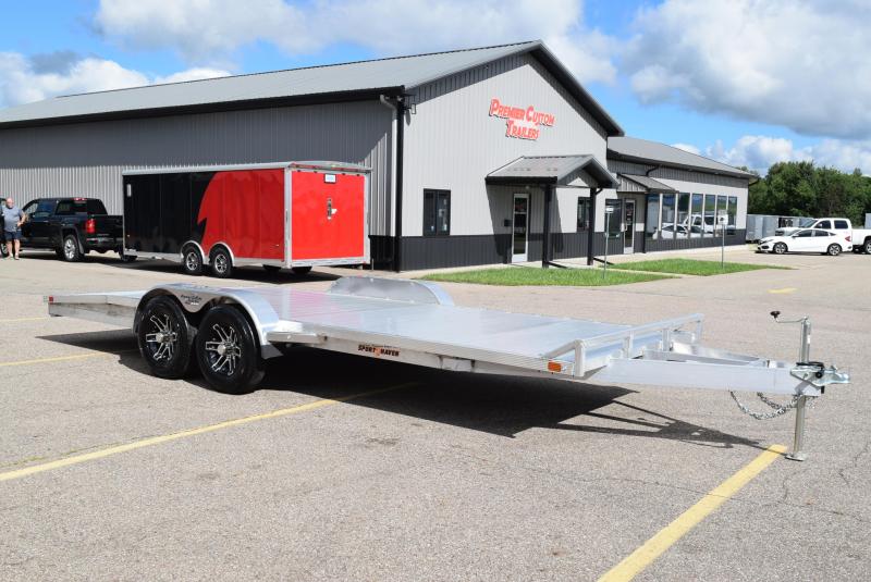 SPORT HAVEN 18' ALUMINUM OPEN CAR HAULER w/ WOOD DECK AND FRONT RAMPS