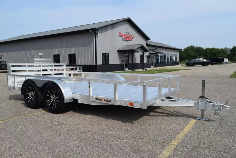 SPORT HAVEN 7x14 DELUXE OPEN UTILITY w/ BI-FOLD RAMP GATE