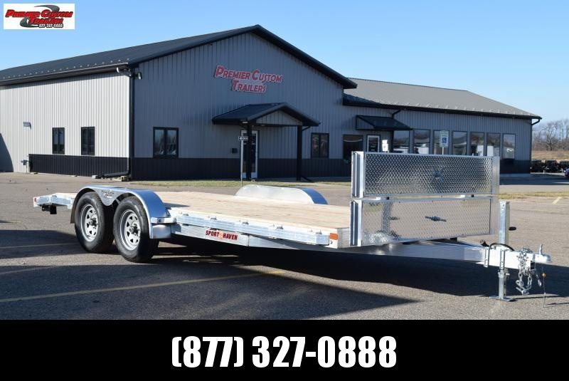 SPORT HAVEN 18' ALUMINUM OPEN CAR HAULER w/ WOOD DECK AND FRONT RAMPS SPORT HAVEN 18' ALUMINUM OPEN CAR HAULER w/ WOOD DECK AND FRONT RAMPS