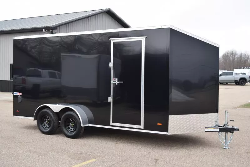 BRAVO HERO 7x16 ENCLOSED CARGO TRAILER - .080 POLYCOR EXTERIOR *MIDNIGHT EDITION*