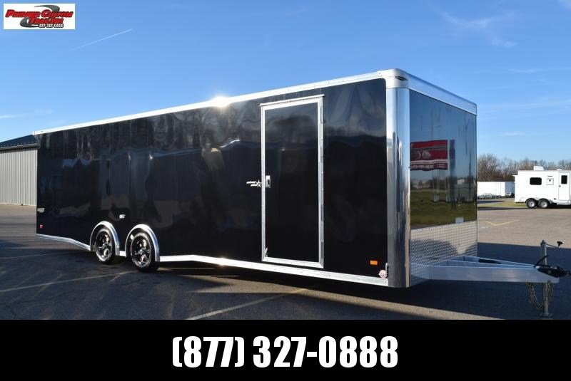PRE-OWNED 2023 BRAVO SILVER STAR 8.5x28' ALUMINUM ENCLOSED CAR HAULER PRE-OWNED 2023 BRAVO SILVER STAR 8.5x28' ALUMINUM ENCLOSED CAR HAULER