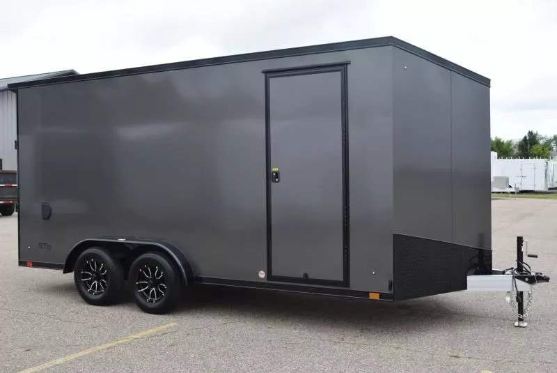ATC 7.5x16 STO 400 ALUMINUM CARGO TRAILER w/ BLACK TRIM PACKAGE