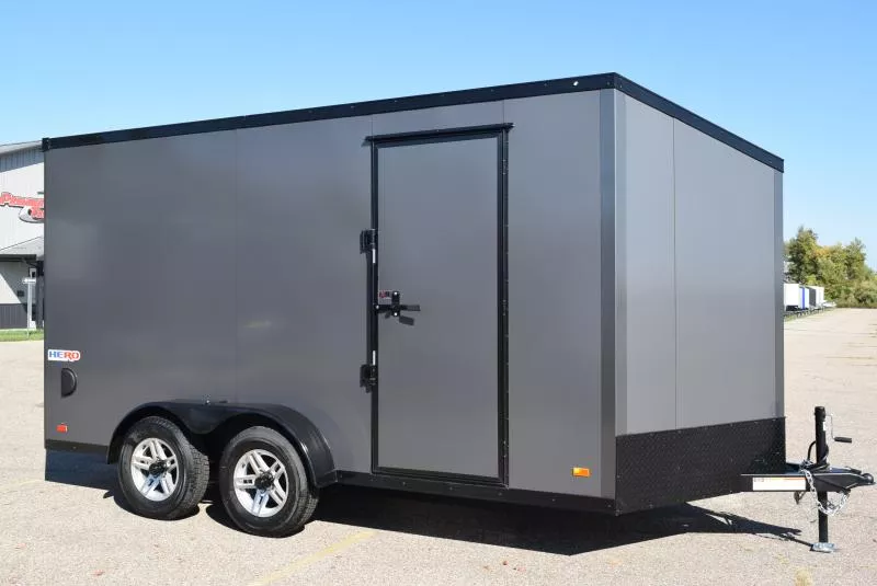 BRAVO HERO 7x14 ENCLOSED CARGO TRAILER - .080 POLYCOR EXTERIOR *MIDNIGHT EDITION*