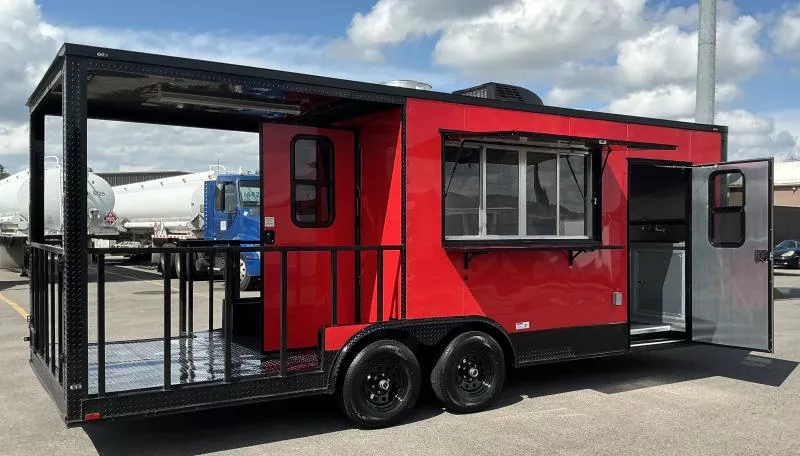 2025 Quality Cargo 8.5x22 Porch Concession Trailer - Hood Vent - Sinks - Electric - A/C