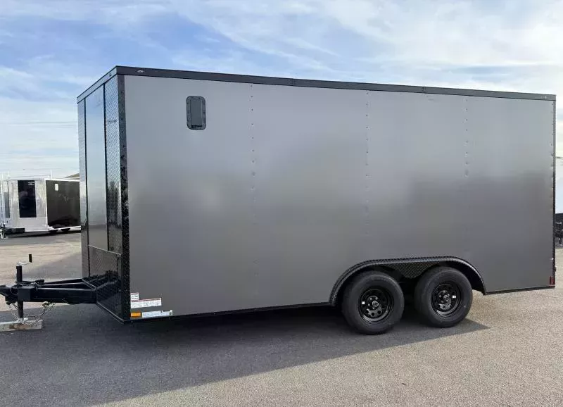 2026 Titanium 8.5x16 Gray/BlackOut .080 Polycore Ext - 7' Int Ht - Ext Tongue Enclosed Trailer / Car Hauler