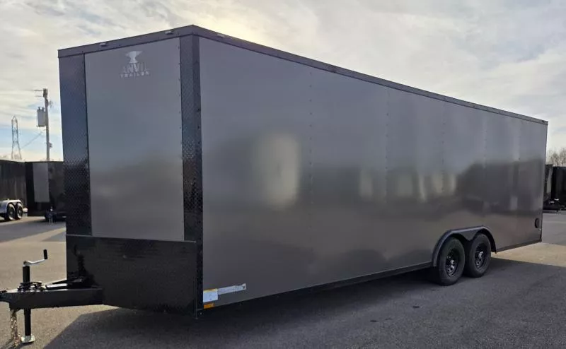 New 2026 8.5x24 - Gray/BlackOut .080 PolyCore Ext - 5200# Axles - 7' Int Ht - Enclosed Trailer / Car Hauler