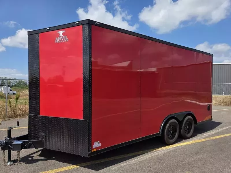 New 2026 8.5x16 - Red/BlackOut .080 Polycore Ext - 7' Int Ht - Enclosed Trailer / Car Hauler