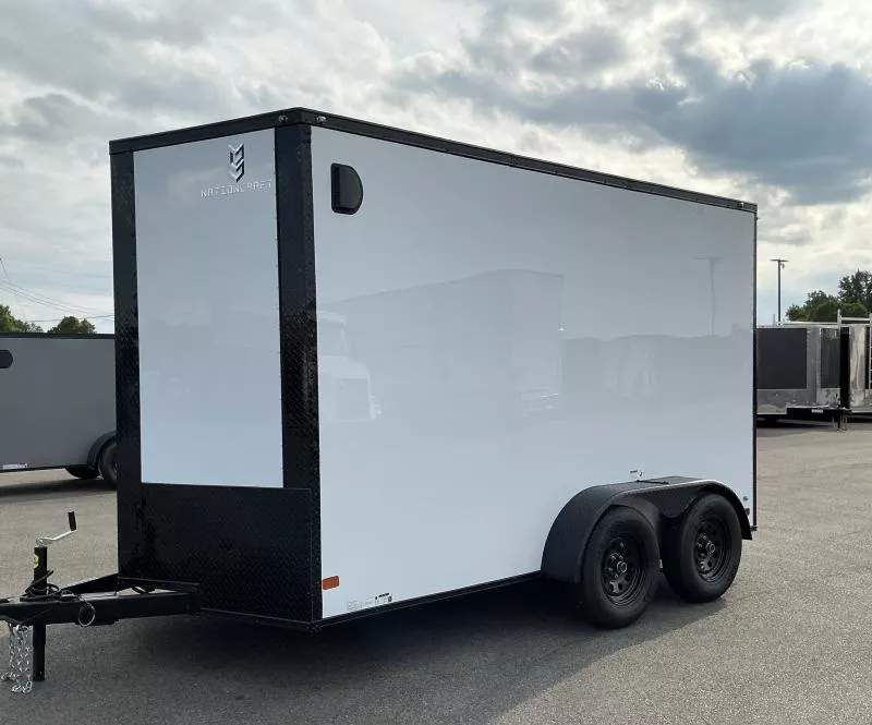 2026 Nationcraft 7x12 White/BlackOut Screwless .080 PolyCore Ext - 7' Int Ht Enclosed Trailer