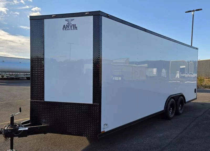 New 2026 8.5x20 White/BlackOut .080 PolyCore Ext - 5200# Axles - 7' Int Ht - Enclosed Trailer / Car Hauler
