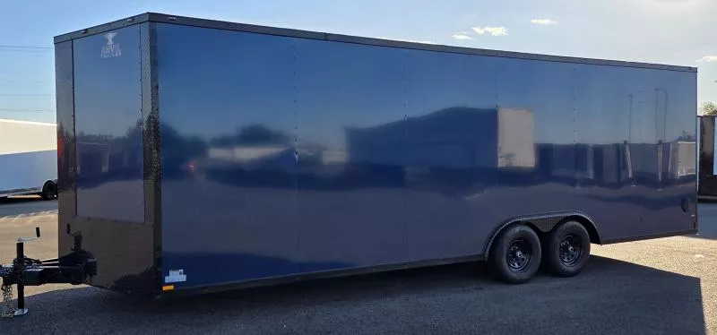 New 2026 8.5x24 - Blue/BlackOut .080 PolyCore Ext - 5200# Axles - 7' Int Ht - Enclosed Trailer / Car Hauler