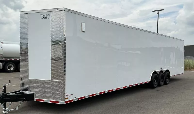 2025 Titanium 8.5x36 7K Torsion Axles - 7' 6" Int Ht -Xtra Wide Ramp Door - E-Track - .080 PolyCore Ext Enclosed Trailer / Car Hauler
