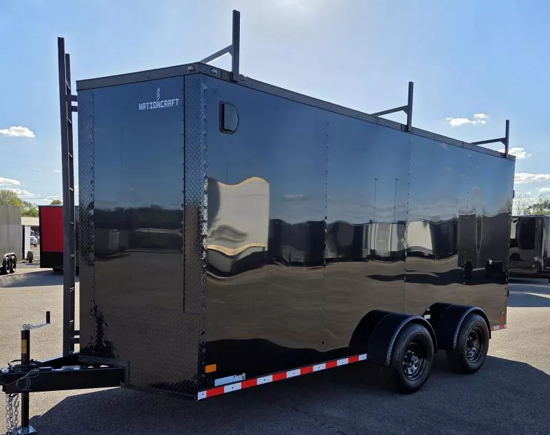 New 2026 7x16 Contractor  - Barn Door - Blackout .080 PolyCore Ext - Torsion Spread 5200# Axles - Enclosed Trailer
