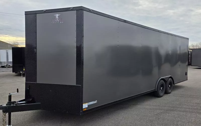 New 2026 8.5x24 - Gray/BlackOut .080 PolyCore Ext - 5200# Axles - 7' Int Ht - Enclosed Trailer / Car Hauler