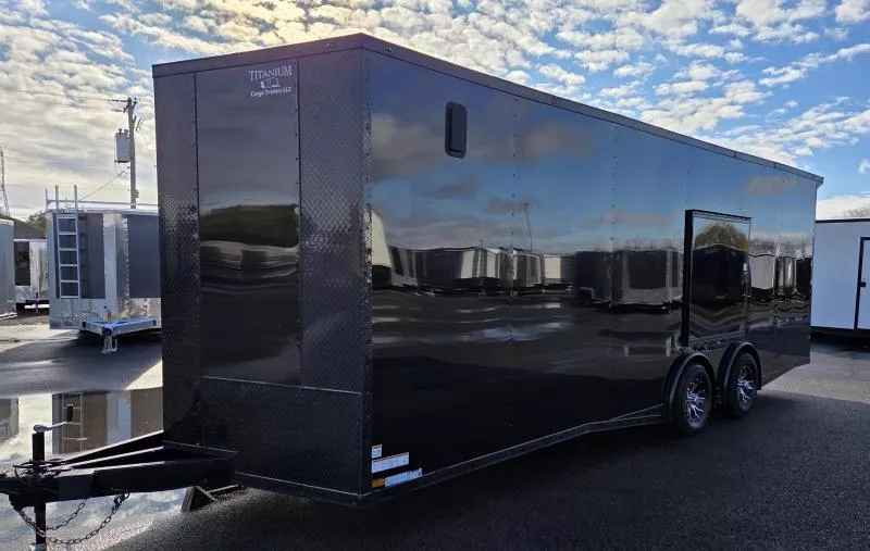 Pre-Owned 8.5x24 Torsion Spread - BlackOut .080 PolyCore Ext - Wing - Escape Door - 7.5' Int Ht Enclosed Trailer / Car Hauler