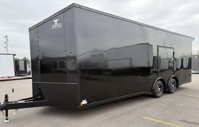New 2026 8.5x24 - Torsion Spread - BlackOut .080 PolyCore Ext - Wing - Escape Door - 7.5' Int Ht - Enclosed Trailer / Car Hauler