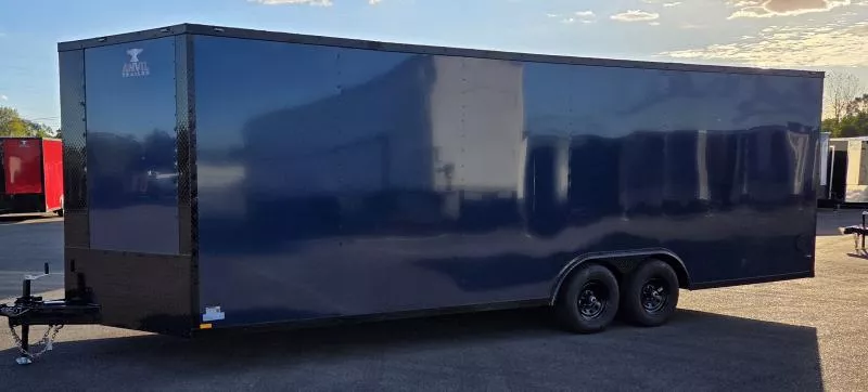 New 2026 8.5x24 - Blue/BlackOut .080 PolyCore Ext - 5200# Axles - 7' Int Ht - Enclosed Trailer / Car Hauler