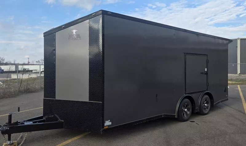 New 2026 8.5x20 - Torsion Spread - Gray/BlackOut .080 PolyCore Ext - Wing - Escape Door - 7.5' Int Ht - Enclosed Trailer / Car Hauler