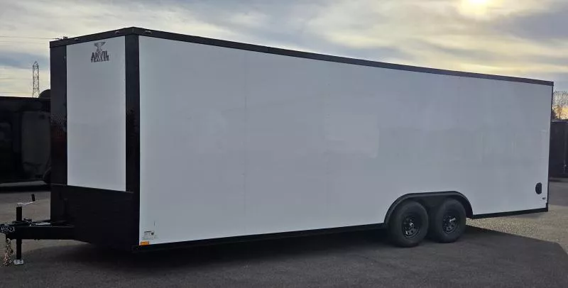 New 2026 8.5x24 - White/BlackOut .080 PolyCore Ext - 5200# Axles - 7' Int Ht - Enclosed Trailer / Car Hauler
