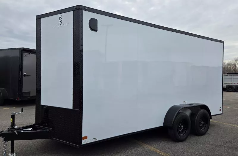New 2026 7x16 - White/BlackOut Screwless .080 PolyCore Ext - 7' Int Ht - Cargo / Enclosed Trailer