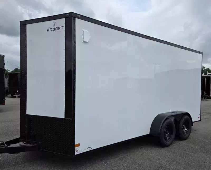 New 2026 7x16 - White/BlackOut Screwless .080 PolyCore Ext - 7' Int Ht - Cargo / Enclosed Trailer