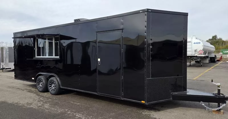 New 2026 8.5x24 - BlackOut Premier Concession Trailer - Hood Vent - Sinks - A/C - Electric