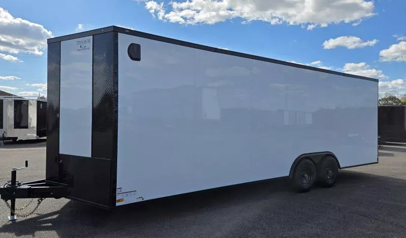 New 2026 8.5x24 - White/BlackOut .080 PolyCore Ext - 5200# Axles - 7' Int Ht - Enclosed Trailer / Car Hauler