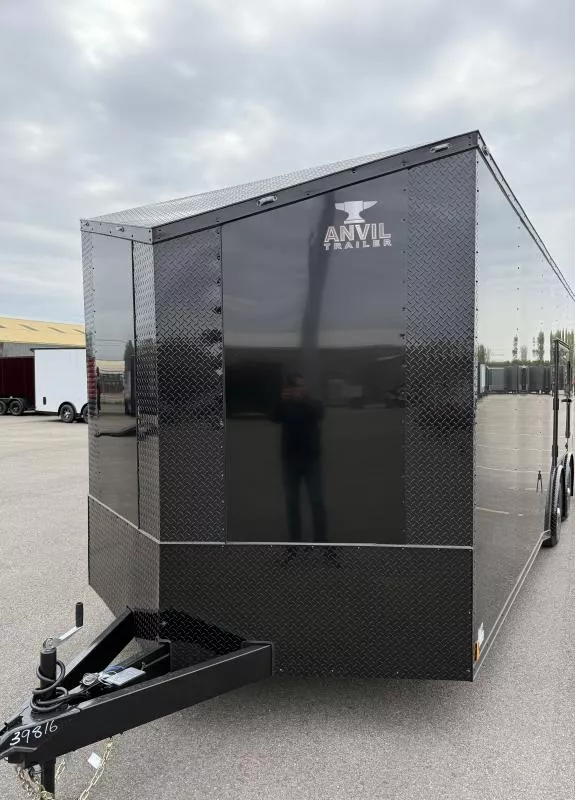 New 2026 8.5x24 - Torsion Spread - Gray/BlackOut .080 PolyCore Ext - Wing - Escape Door - 7.5' Int Ht - Enclosed Trailer / Car Hauler