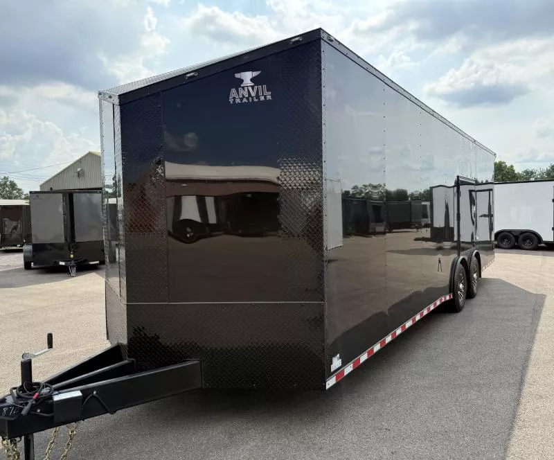 2026 Anvil 8.5x28 Torsion Spread - BlackOut .080 PolyCore Ext - Wing - Escape Door - 7.5' Int Ht Enclosed Car Hauler Trailer